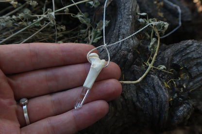 Kitten Femur Quartz Point Necklace