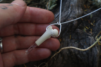 Kitten Femur Quartz Point Necklace