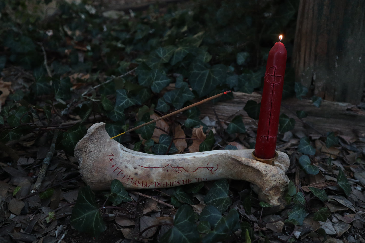 Elk Bone Incense Burner and Candle Holder