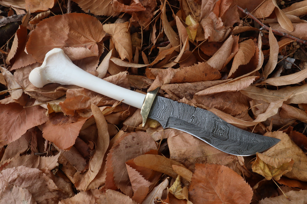 Damascus Wolf Femur Knife