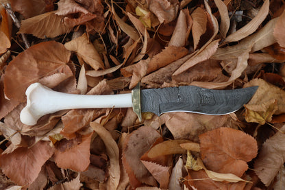 Damascus Wolf Femur Knife