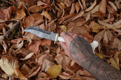 Damascus Wolf Femur Knife