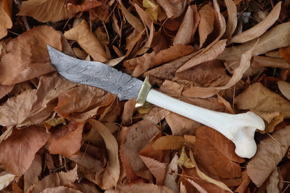 Damascus Wolf Femur Knife