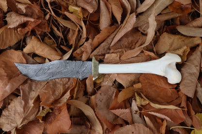 Damascus Wolf Femur Knife