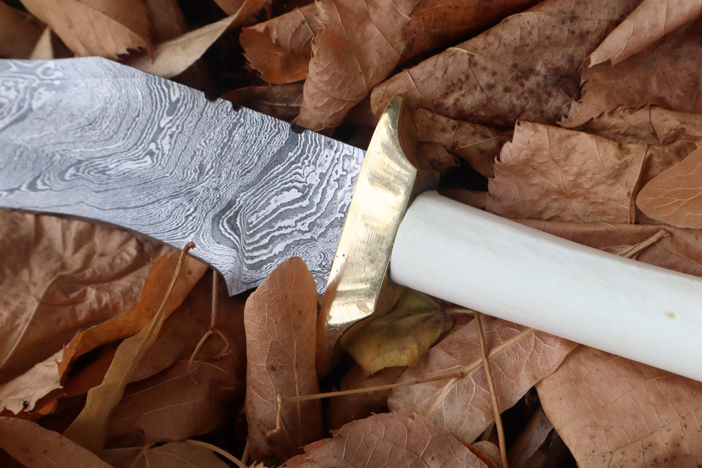 Damascus Wolf Femur Knife