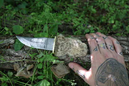 Damascus Bobcat Paw Knife