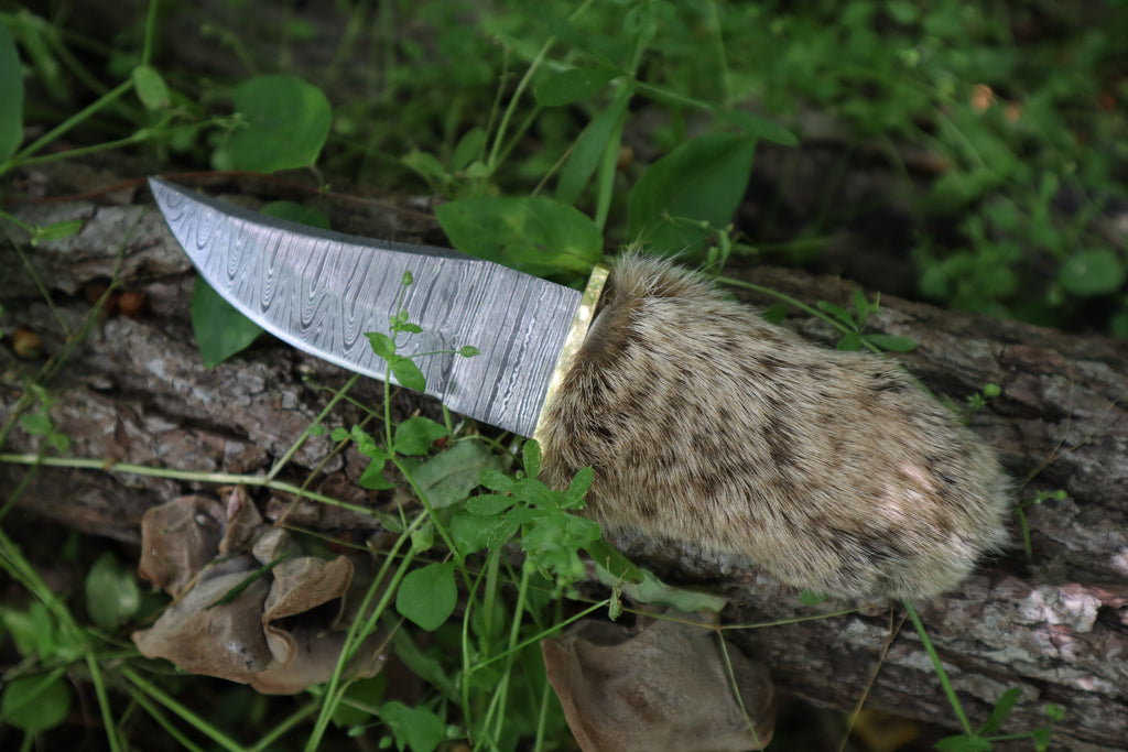 Damascus Bobcat Paw Knife