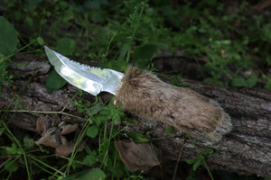 Bobcat Paw Knife with Leather Sheath