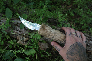 Bobcat Paw Knife with Leather Sheath