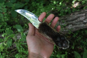 Bobcat Paw Knife with Leather Sheath