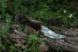 Bobcat Paw Knife with Leather Sheath