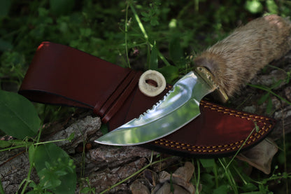 Bobcat Paw Knife with Leather Sheath