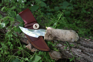 Bobcat Paw Knife with Leather Sheath