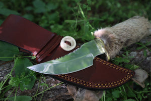 Bobcat Paw Knife with Leather Sheath