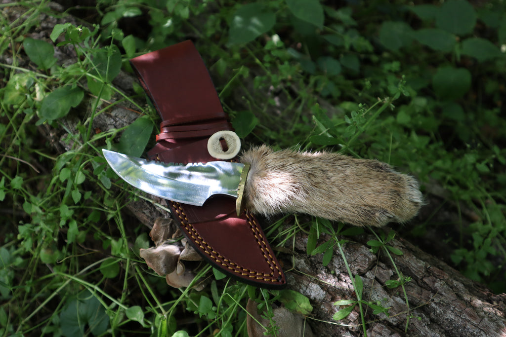 Bobcat Paw Knife with Leather Sheath
