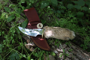 Bobcat Paw Knife with Leather Sheath