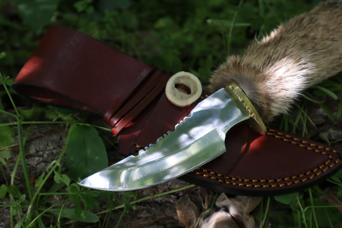 Bobcat Paw Knife with Leather Sheath