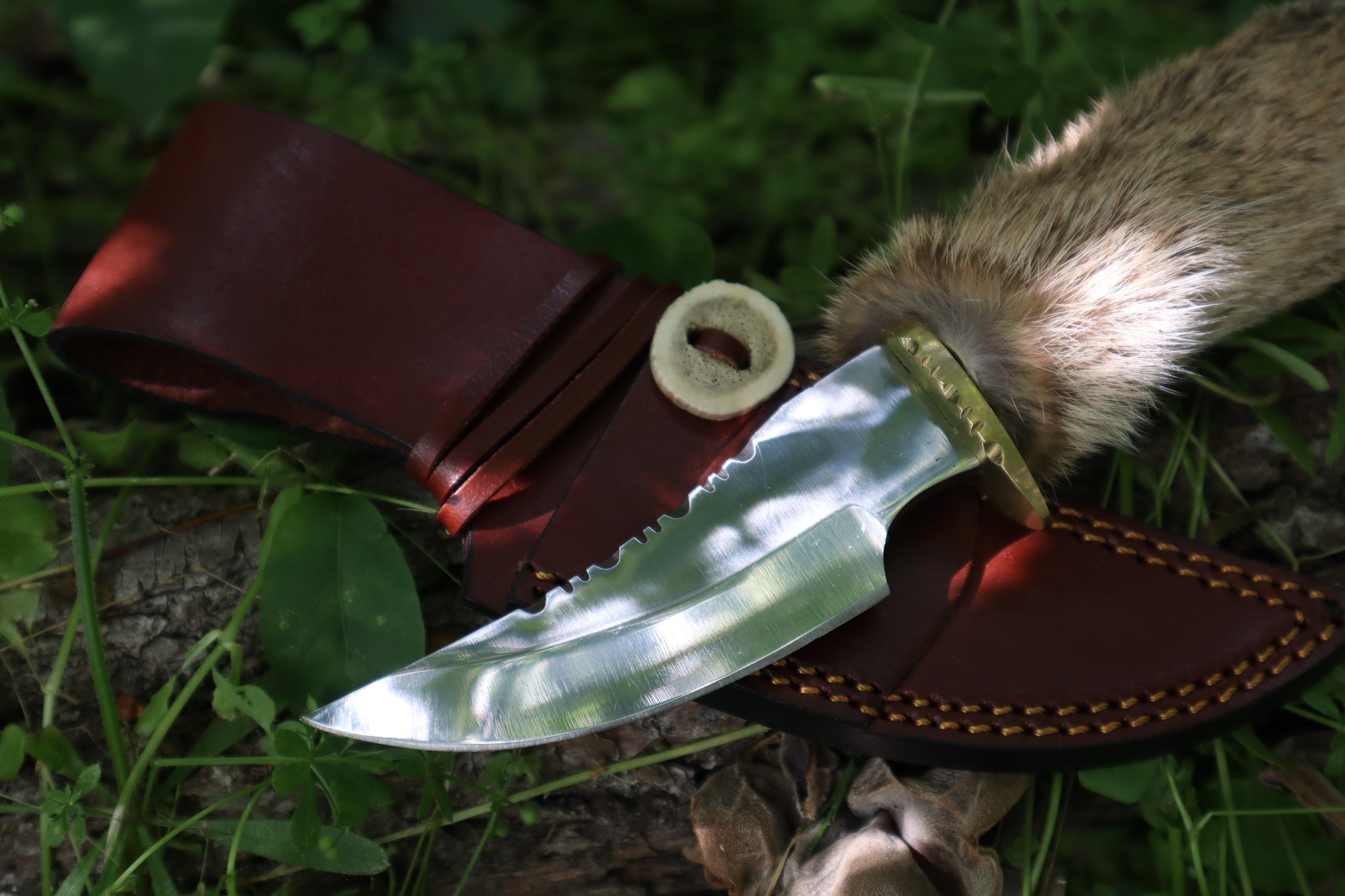 Bobcat Paw Knife with Leather Sheath