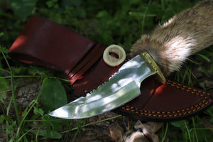 Bobcat Paw Knife with Leather Sheath