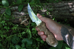 Bobcat Paw Knife with Leather Sheath