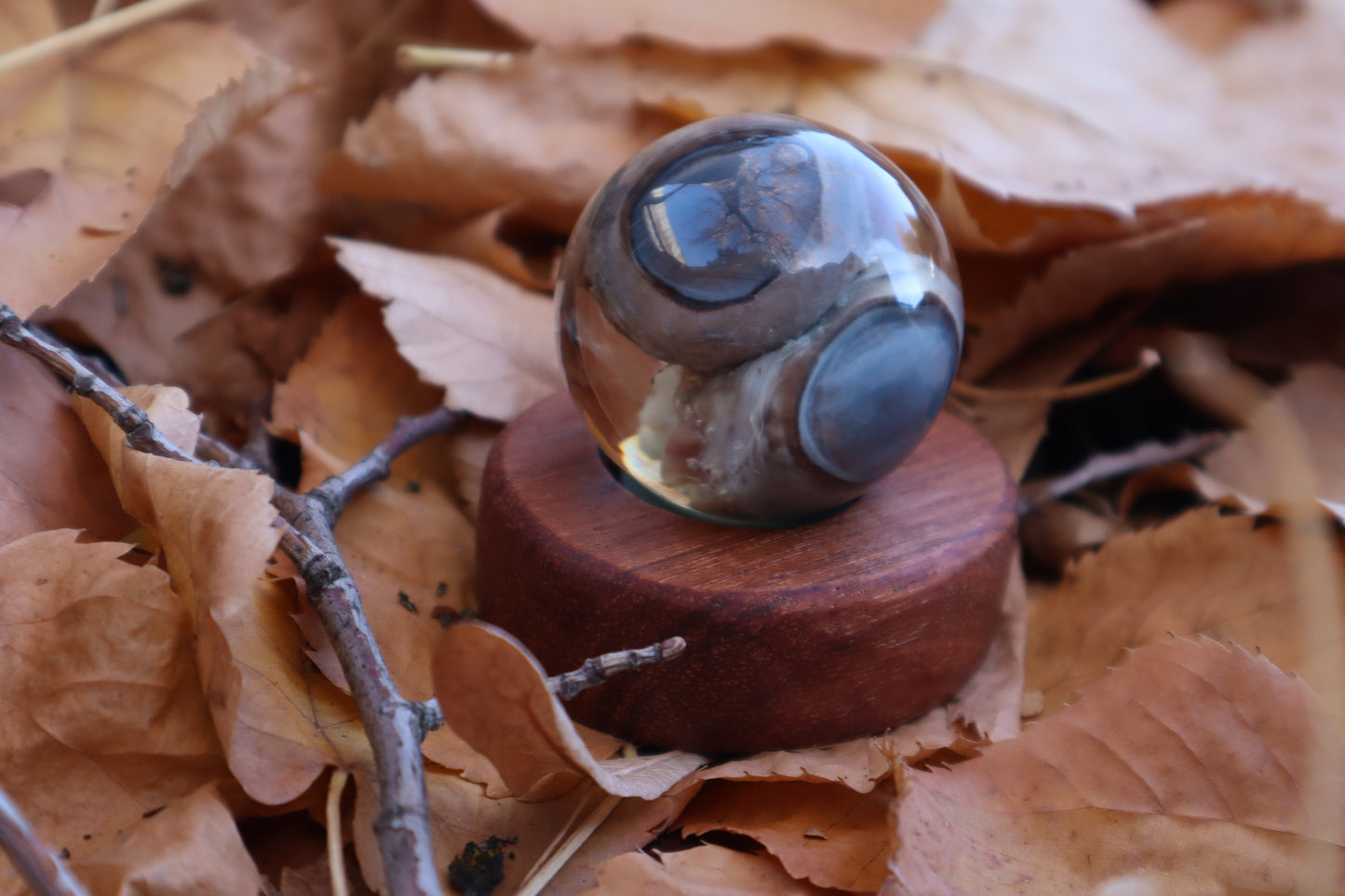 Wolf Eyeball Crystal Ball with Base
