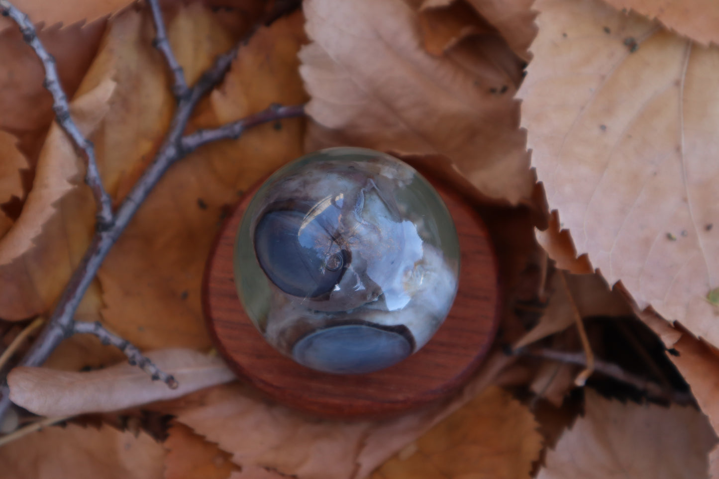 Wolf Eyeball Crystal Ball with Base
