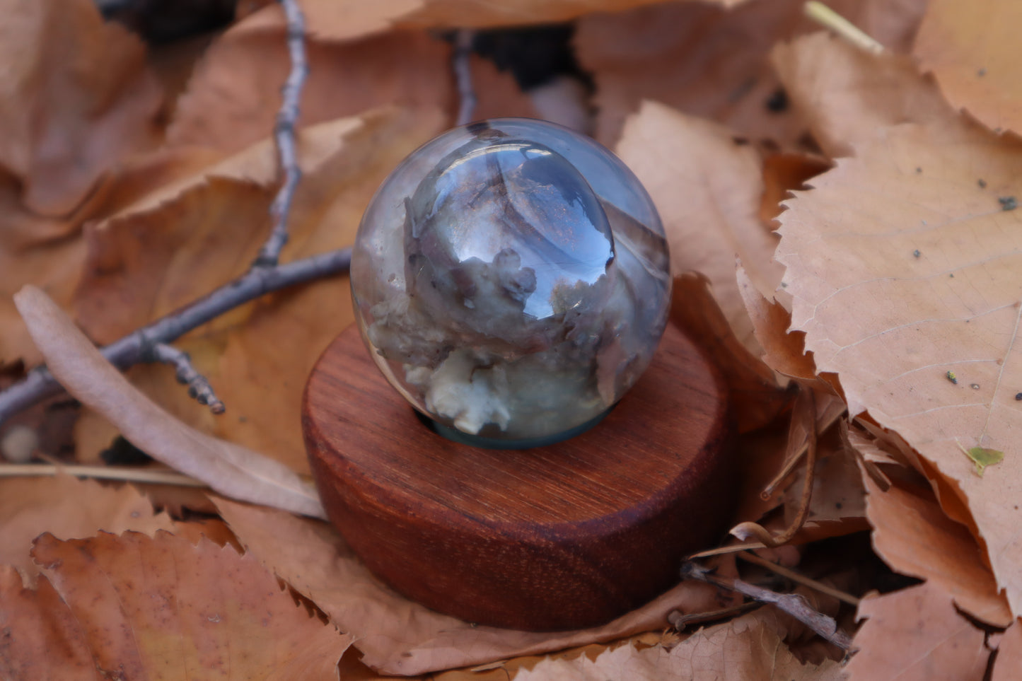 Wolf Eyeball Crystal Ball with Base