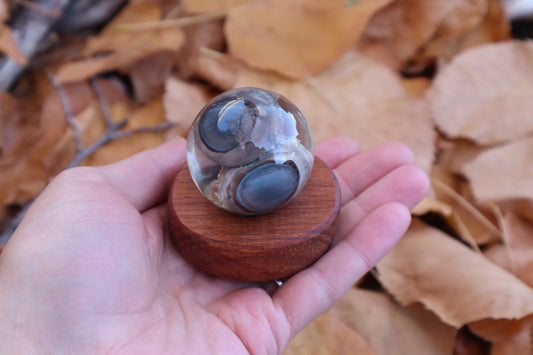 Wolf Eyeball Crystal Ball with Base