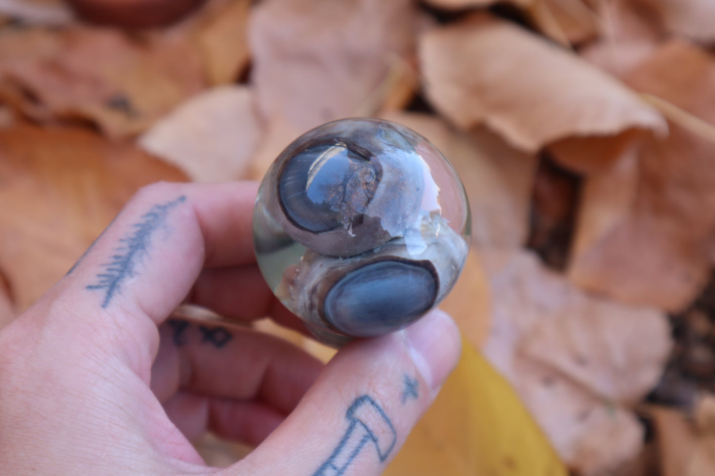 Wolf Eyeball Crystal Ball with Base