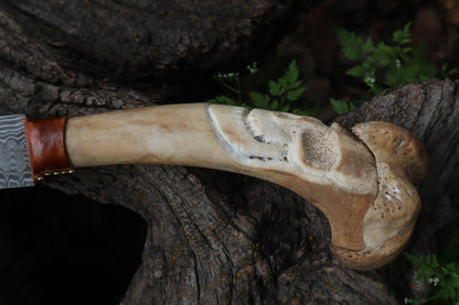 Reserved for Brandon - German Shepherd Bone Skull Knife