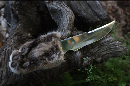 Bobcat Paw Knife with Leather Sheath