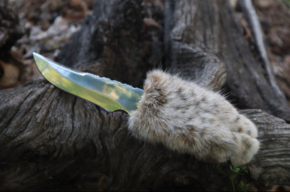 Bobcat Paw Knife with Leather Sheath