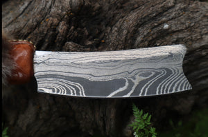 Damascus Bobcat Paw Cleaver