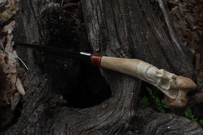Reserved for Brandon - German Shepherd Bone Skull Knife
