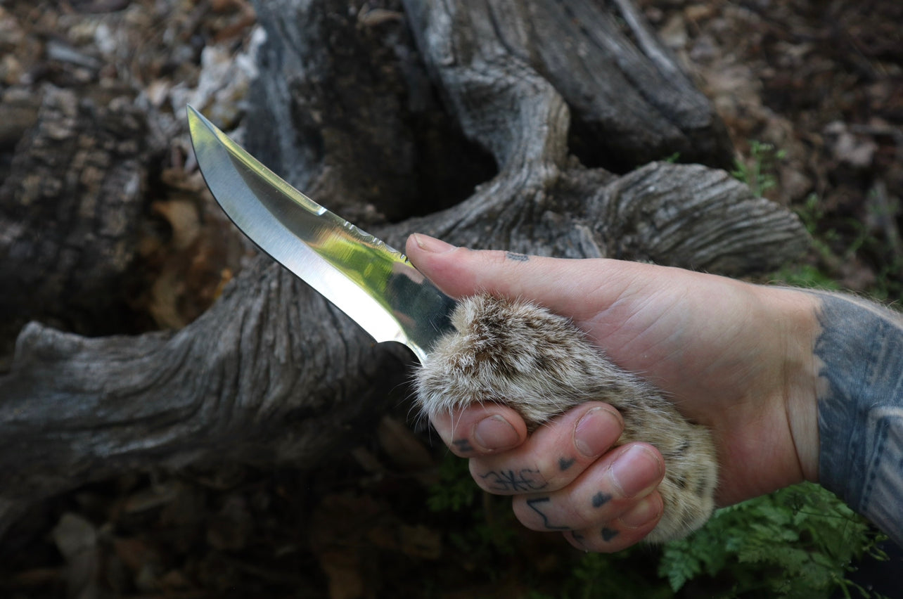 Bobcat Paw Knife with Leather Sheath