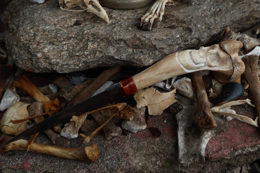 Reserved for Brandon - German Shepherd Bone Skull Knife