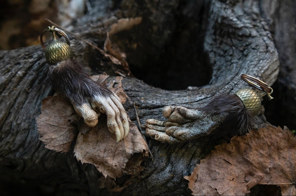 Opossum Paw Acorn Keychain