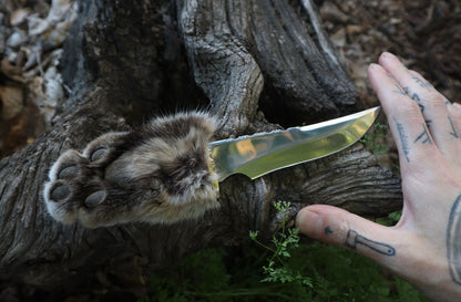 Bobcat Paw Knife with Leather Sheath