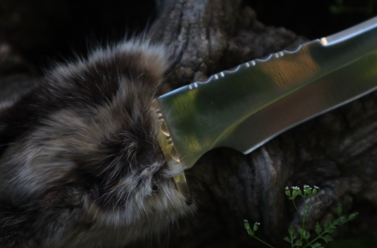 Bobcat Paw Knife with Leather Sheath