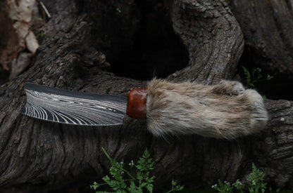 Damascus Bobcat Paw Cleaver