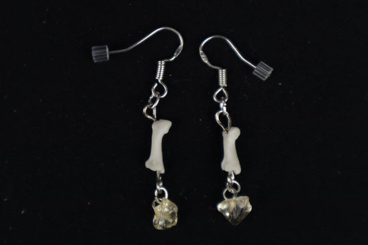 Cat Phalange and Citrine Earrings