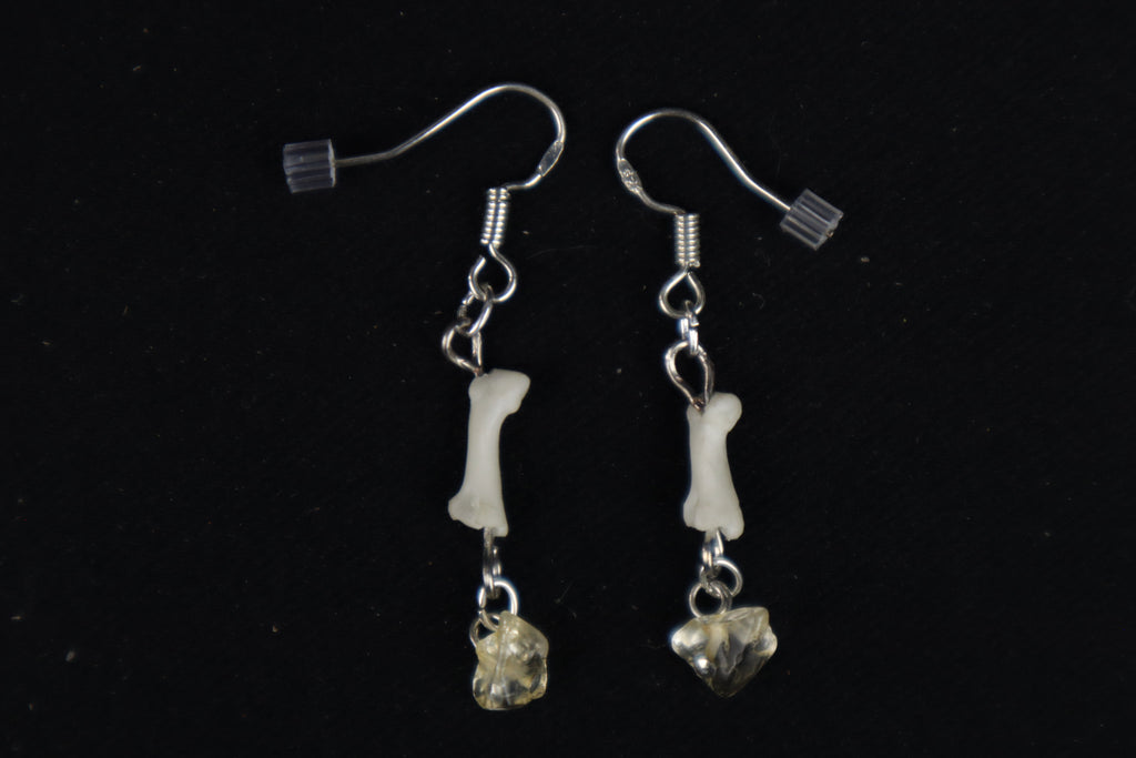 Cat Phalange and Citrine Earrings