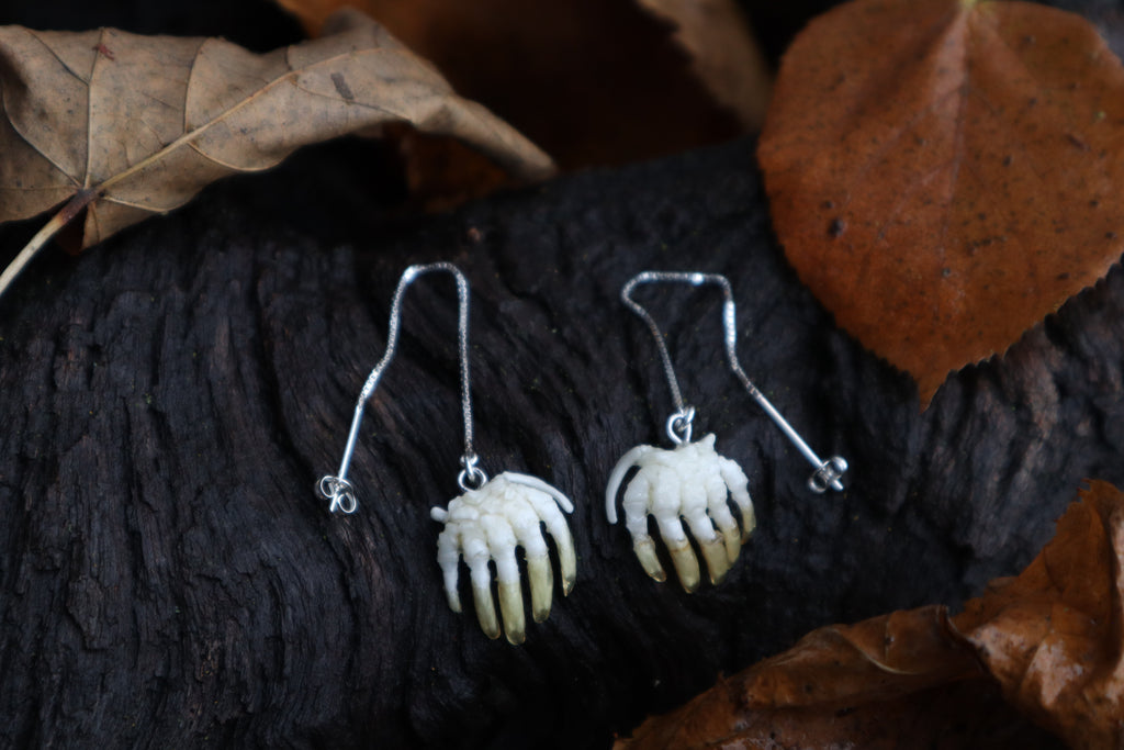 Articulated Mole Paw Earrings - .925 Silver