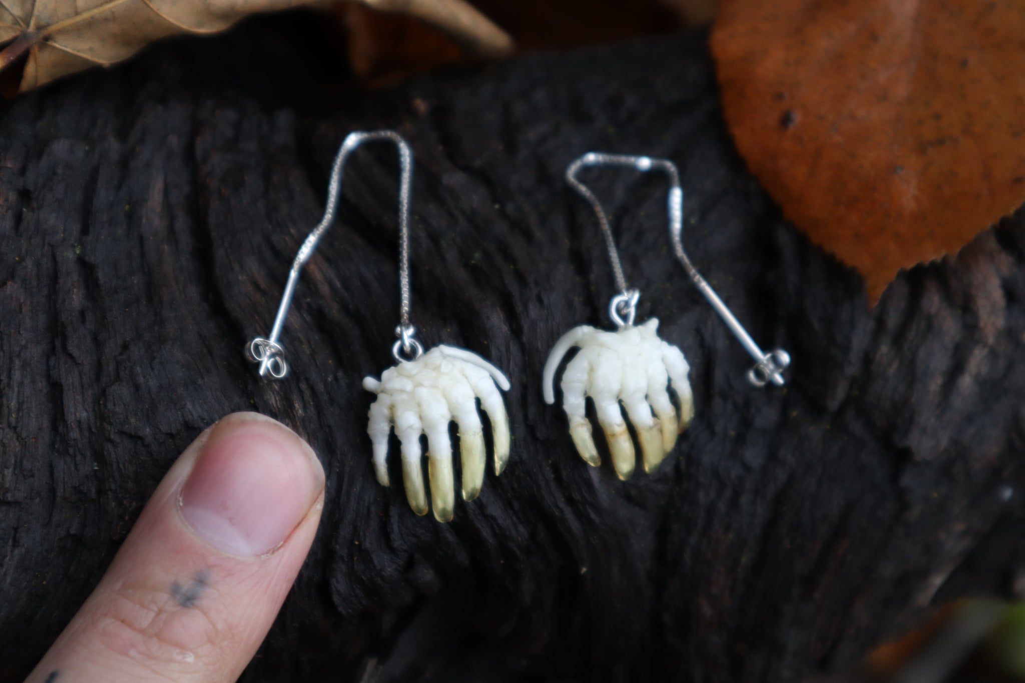 Articulated Mole Paw Earrings - .925 Silver