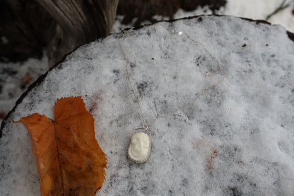 Gray Wolf Bone "Skull" Necklace - .925 Sterling Silver