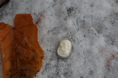 Gray Wolf Bone "Skull" Necklace - .925 Sterling Silver