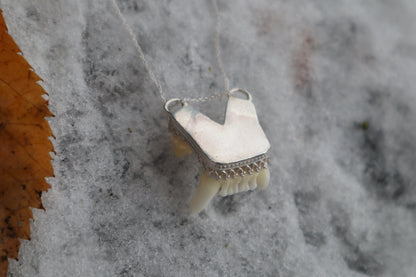 Bobcat Skull Fragment Necklace - .925 Sterling Silver