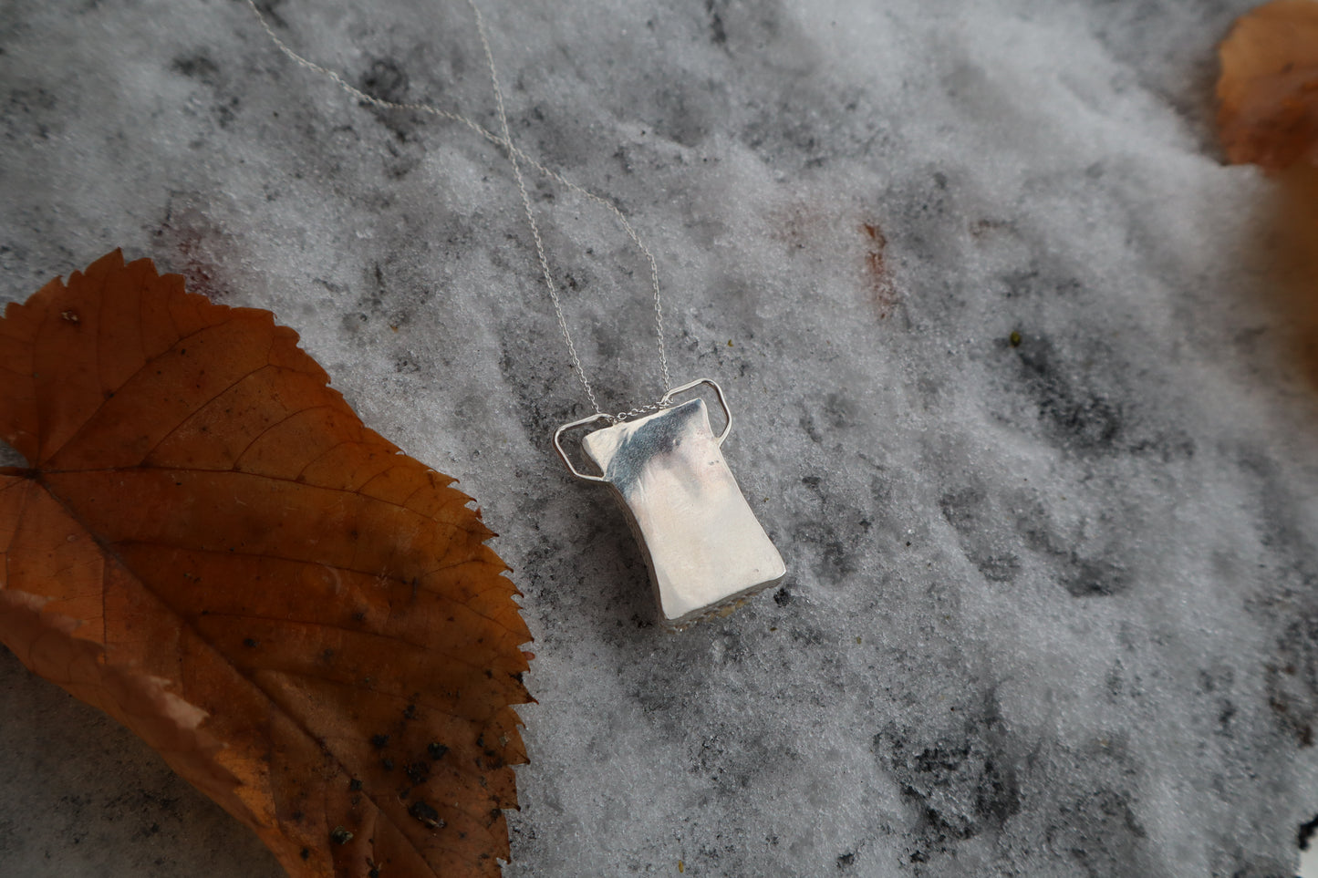 Gray Wolf Bone "Hooded Figure" Necklace - .925 Sterling Silver