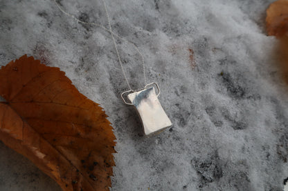 Gray Wolf Bone "Hooded Figure" Necklace - .925 Sterling Silver