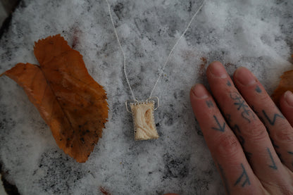 Gray Wolf Bone "Hooded Figure" Necklace - .925 Sterling Silver